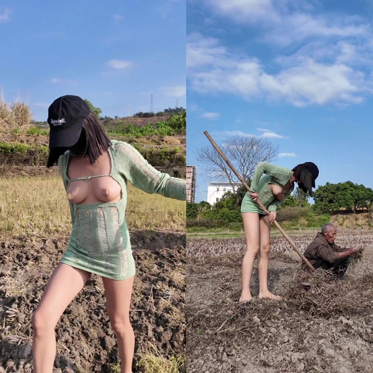 ❤️【cikaimoon】破洞绿色毛衣系 洗头 逛超市 田地干活